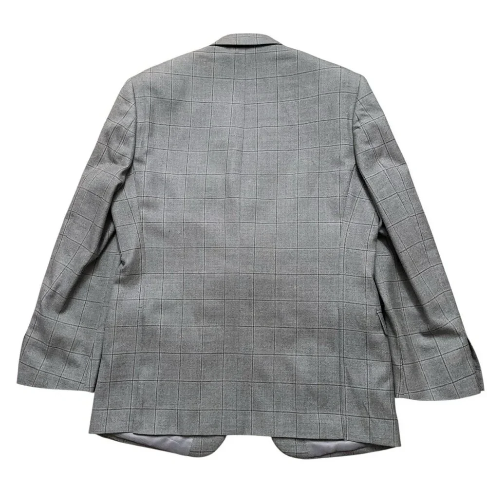 Lauren Ralph Lauren Blazer Jacket Mens Size 40R Sports Coat Wool Silk Plaid Gray